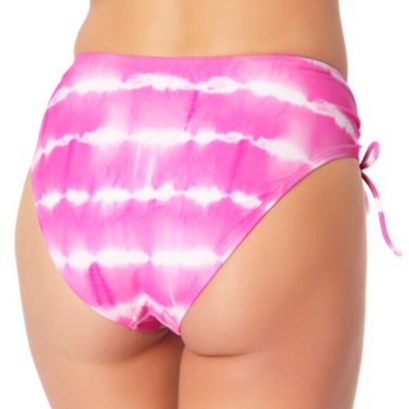 California Waves Pink Tie Dye High Waist Bikini Swim Bottoms Juniors Large L - Picture 3 of 15
